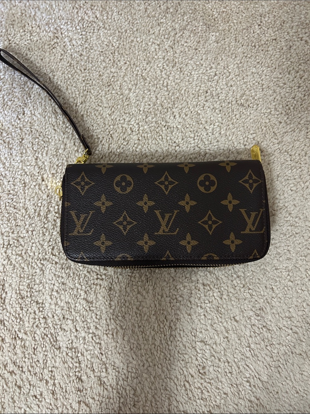 Monogram Canvas Wristlet Clutch in Brown